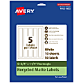 Avery® Recycled Paper Labels, 94262-EWMP10, Rectangle, 9-3/4" x 1-1/4", White, Pack Of 50 1 thumbnail image