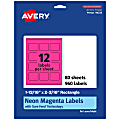 Avery® Print-To-The-Edge Labels With Sure Feed® Technology And Easy Peel®, 94233-NMP80, Rectangle, 1-13/16" x 2-3/16", Matte Neon Magenta, Pack of 960 1 thumbnail image