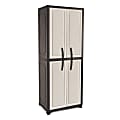 Inval 28"W Heavy-Duty 2-Door Tall Storage Cabinet, Espresso/Beige