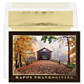 Custom Embellished Holiday Cards And Foil Envelopes, 7-7/8" x 5-5/8", Thanksgiving Covered Bridge, Box Of 25 Cards 1 thumbnail image