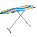 Honey-Can-Do Deluxe Ironing Board With Iron Rest, 35 5/8"H x 13"W x 13"D, Cool Blue/Yellow