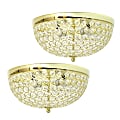 Elegant Designs 2-Light Elipse Crystal Flush-Mount Ceiling Lights, 6-1/2" x 6-1/2", Chrome/Crystal, Pack Of 2 Lights 1 thumbnail image