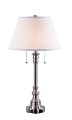 Kenroy Home Spyglass Table Lamp With 2 Outlets, 30"H, Brushed Steel