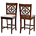 Baxton Studio Oscar Counter Stools, Gray/Walnut, Set Of 2 Stools 1 thumbnail image