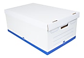 Office Depot® Brand Medium Quick Set Up Corrugated Storage Boxes, Legal Size, 24" x 15" x 10", 100% Recycled, White/Blue, Case Of 12
