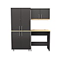 Inval Kratos 63"W 3-Piece Garage Storage System With Work Table, Dark Gray 1 thumbnail image