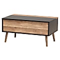 Baxton Studio Modern And Contemporary 2-Tone Lift-Top Coffee Table With Storage Compartment, 15-3/4"H x 31-1/2"W x 18-15/16"D, Black/Rustic Brown