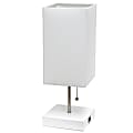 Simple Designs Petite Stick Lamp With USB Charging Port, 14-1/4”H, White Base/White Shade 1 thumbnail image
