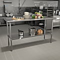 Flash Furniture Stainless Steel Prep And Work Table, 34-1/2”H x 60”W x 24”D, Silver