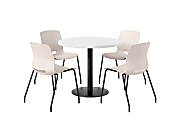 KFI Studios Midtown Pedestal Round Standard Height Table Set With Imme Armless Chairs, 31-3/4”H x 22”W x 19-3/4”D, River Cherry Top/Black Base/Moonbeam Chairs