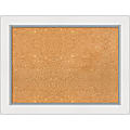 Amanti Art Rectangular Non-Magnetic Cork Bulletin Board, Natural, 33” x 25”, Eva White Silver Plastic Frame
