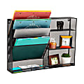Mind Reader 4-Tier Wall Mount Vertical File Storage With Shelves, 16"H x 4"W x 22-1/2"D, Black 1 thumbnail image