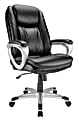 Realspace® Treswell Bonded Leather High-Back Executive Chair, Black/Silver, BIFMA Compliant