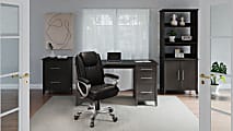 Realspace® Treswell Bonded Leather High-Back Executive Office Chair, Black/Silver, BIFMA Compliant