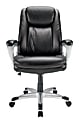 Realspace® Treswell Bonded Leather High-Back Executive Office Chair, Black/Silver, BIFMA Compliant