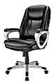 Realspace® Treswell Bonded Leather High-Back Executive Office Chair, Black/Silver, BIFMA Compliant