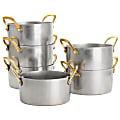 Martha Stewart 6-Piece Mini Vintage Circular Dutch Oven Set With Brass Handle, Silver/Gold 1 thumbnail image