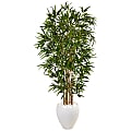 Nearly Natural Bamboo 60”H Artificial Tree With Oval Planter, 60”H x 25”W x 25”D, Green