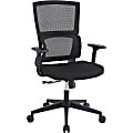 Lorell Mid-back Mesh Chair - Black Fabric Seat - Black Mesh Back - Mid Back - 5-star Base - Armrest - 1 Each