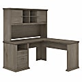Bush Business Furniture Yorktown 60"W L-Shaped Corner Desk With Hutch, Restored Gray, Standard Delivery 1 thumbnail image
