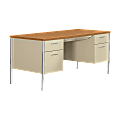 HON® 34000 Series Steel 60"W Double-Pedestal Desk, Harvest/Putty 1 thumbnail image