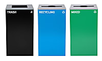 Alpine Industries Stainless-Steel Open Top Mixed, Recycling And Trash Can Set, 29 Gallons Black/Blue/Green - ALP4450-BLK-KIT31 1 thumbnail image