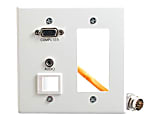 C2G RapidRun Double Gang Integrated VGA (HD15) + 3.5mm + Keystone + Decorative Style Wall Plate - White - Mounting plate - HD-15, mini-phone stereo 3.5 mm - white - 2-gang