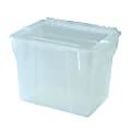 IRIS Split-Lid File Boxes, Letter Size, 10-2/3" x 14-1/3" x 11-1/2", Clear, Pack Of 4 File Boxes