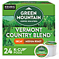 Green Mountain Coffee® Single-Serve Coffee K-Cup® Pods, Decaffeinated, Vermont Country Blend®, Carton Of 24