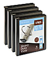 Office Depot® Brand Heavy-Duty View 3-Ring Binder, 1" D-Rings, Black, 49% Recycled, Pack Of 4 1 thumbnail image