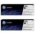 HP 43X High-Yield Black Toner Cartridges, Pack Of 2, C8543X