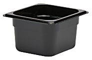 Cambro Camwear GN 1/6 Size 4" Food Pans, 4”H x 6-3/8”W x 7”D, Black, Set Of 6 Pans