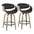 LumiSource Symphony Counter Stools, Light Gray/Black, Set Of 2 Stools