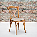 Flash Furniture HERCULES Series Stackable Wood Cross Back Chair With Cushion, Oak 1 thumbnail image