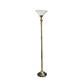 Elegant Designs 1-Light Torchiere Floor Lamp, 71"H, Antique Brass/White