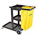 Alpine 3-Shelf Janitorial Platform Cleaning Cart, 47-5/8"H x 18-15/16"W x 39-1/4"D, Yellow/Black 1 thumbnail image
