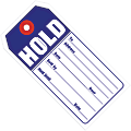 Partners Brand Retail Tags, "HOLD", 4 3/4" x 2 3/8", 100% Recycled, Blue/White, Case Of 500 1 thumbnail image
