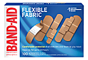 Band-Aid Brand Flexible Fabric Adhesive Bandages, Assorted, Box of 100 Bandages