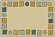 Carpets for Kids® KID$Value Rugs™ Alphabet Blocks Border Activity Rug, 3' x 4'6", Tan