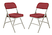 National Public Seating 3200 Series Folding Chairs, New Burgundy/Gray, Set Of 2 Chairs