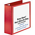 Business Source Red D-Ring Binder, 4" Ring, 8 1/2" x 11", Red 1 thumbnail image