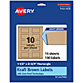 Avery® Kraft Permanent Labels With Sure Feed®, 94230-KMP15, Rectangle, 1-1/2" x 2-3/4", Brown, Pack Of 150