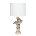 Simple Designs Shoreside Sitting Pelican Table Lamp, 17-1/4"H, White/Beige Wash