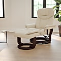 Flash Furniture Contemporary Recliner With Curved Ottoman, Beige/Mahogany