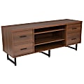 Flash Furniture TV Stand With 3 Shelves And 4 Drawers, 25"H x 60"W x 18"D, Rustic