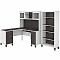 Bush® Furniture Somerset 60"W L-Shaped Desk With Hutch And 5-Shelf Bookcase, Storm Gray/White, Standard Delivery 1 thumbnail image
