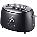 Brentwood TS-270BK Cool Touch 2-Slice Extra Wide Slot Retro Toaster, Black - 700 W - Toast, Bagel, Bread, Waffle, Browning, Reheat, Defrost - Black, Silver