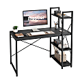 Bestier Modern 48"W Office Computer Desk With Storage Shelf & Headset Hook, Grained Black
