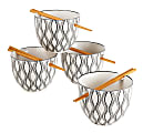Noodle Bowls And Chopsticks, Black/White, Pack Of 4 Sets 1 thumbnail image