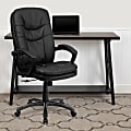 Flash Furniture Ergonomic LeatherSoft™ Faux Leather High-Back Swivel Massaging Chair, Black